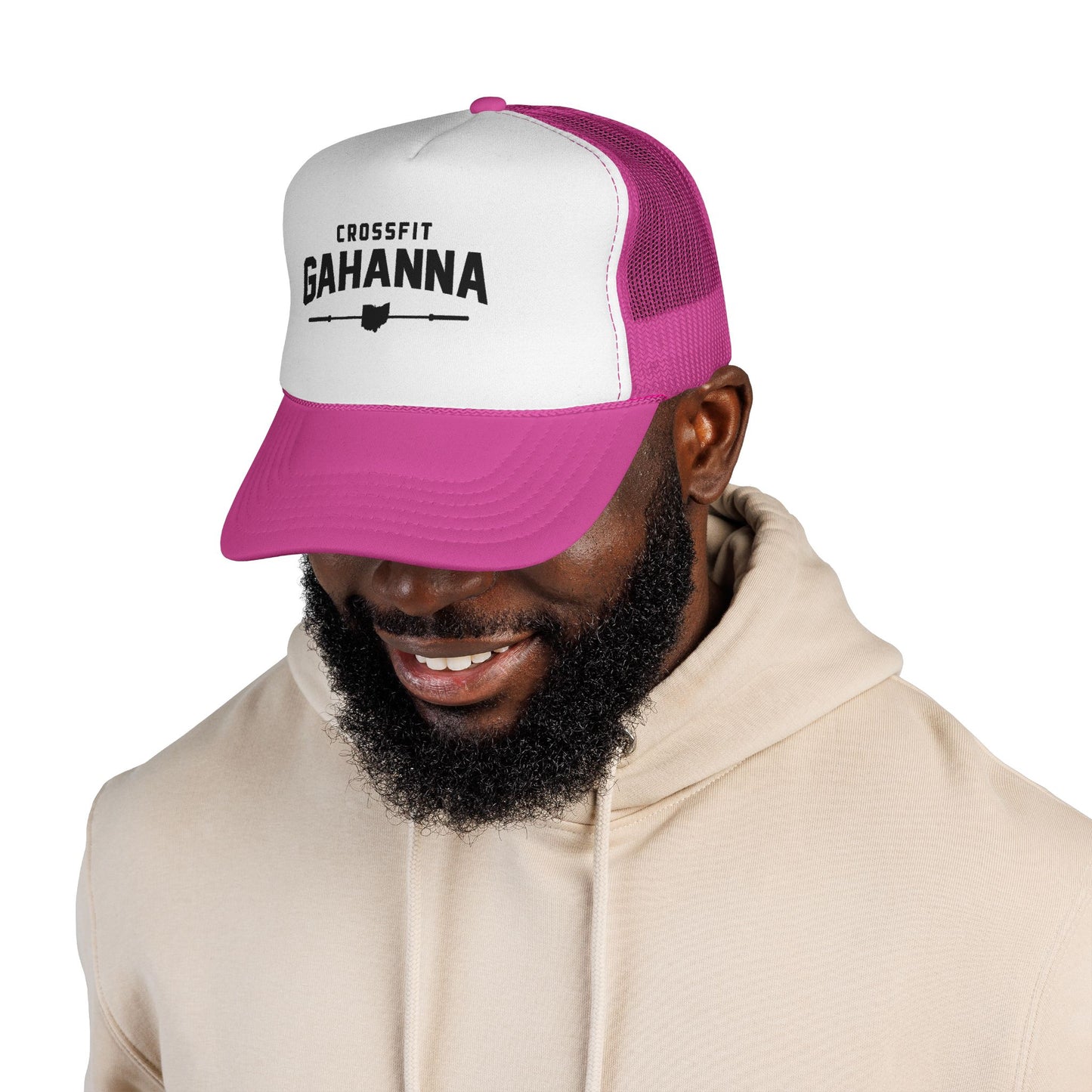 CrossFit Gahanna Trucker Cap — Mesh Fitness Hat with Barbell & Ohio Heart Logo