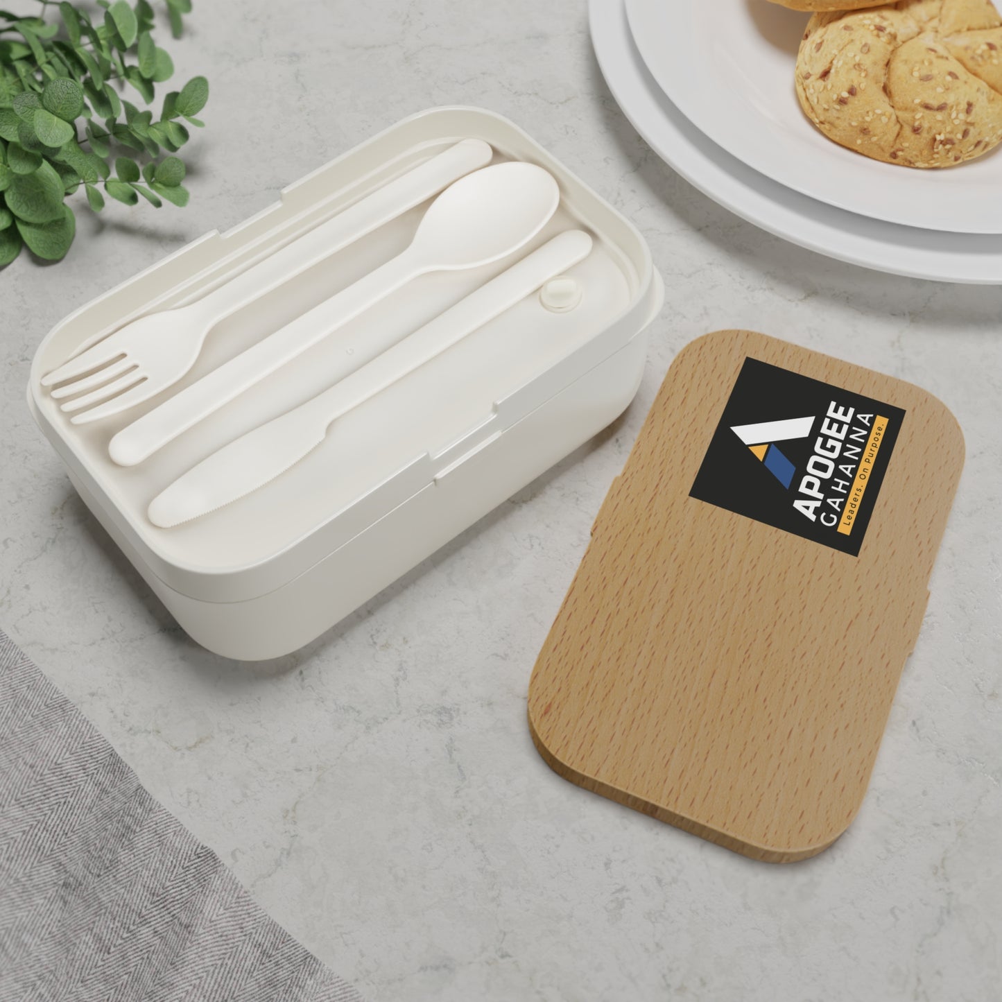 Apogee Gahanna Bento Lunch Box — Eco Wood-Grain Meal Box with Logo
