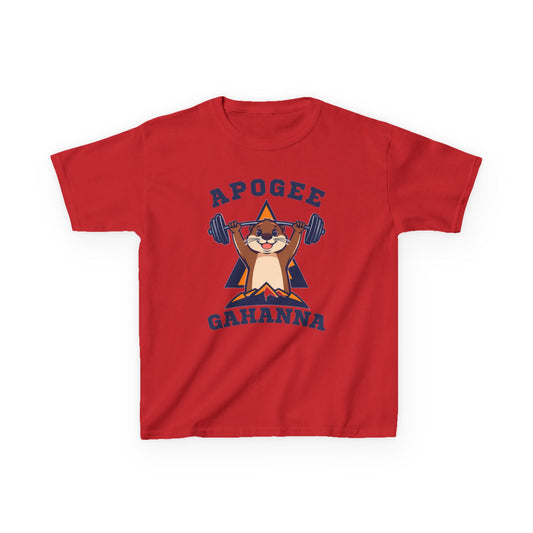 Kids Tee — Apogee Gahanna Weightlifting Mascot (Cute Otter Barbell)