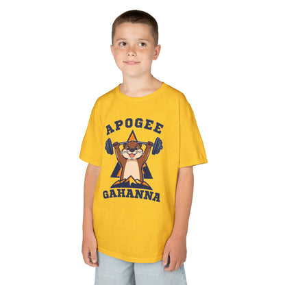 Kids Tee — Apogee Gahanna Weightlifting Mascot (Cute Otter Barbell)