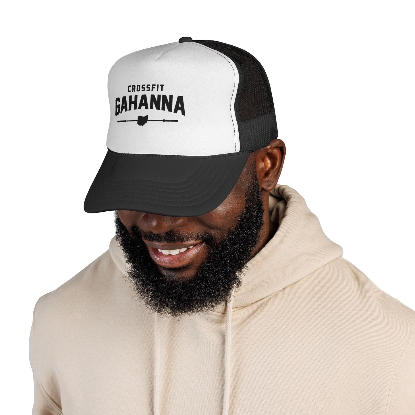 CrossFit Gahanna Trucker Cap — Mesh Fitness Hat with Barbell & Ohio Heart Logo