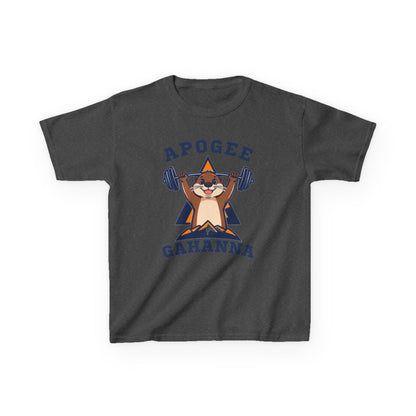 Kids Tee — Apogee Gahanna Weightlifting Mascot (Cute Otter Barbell)