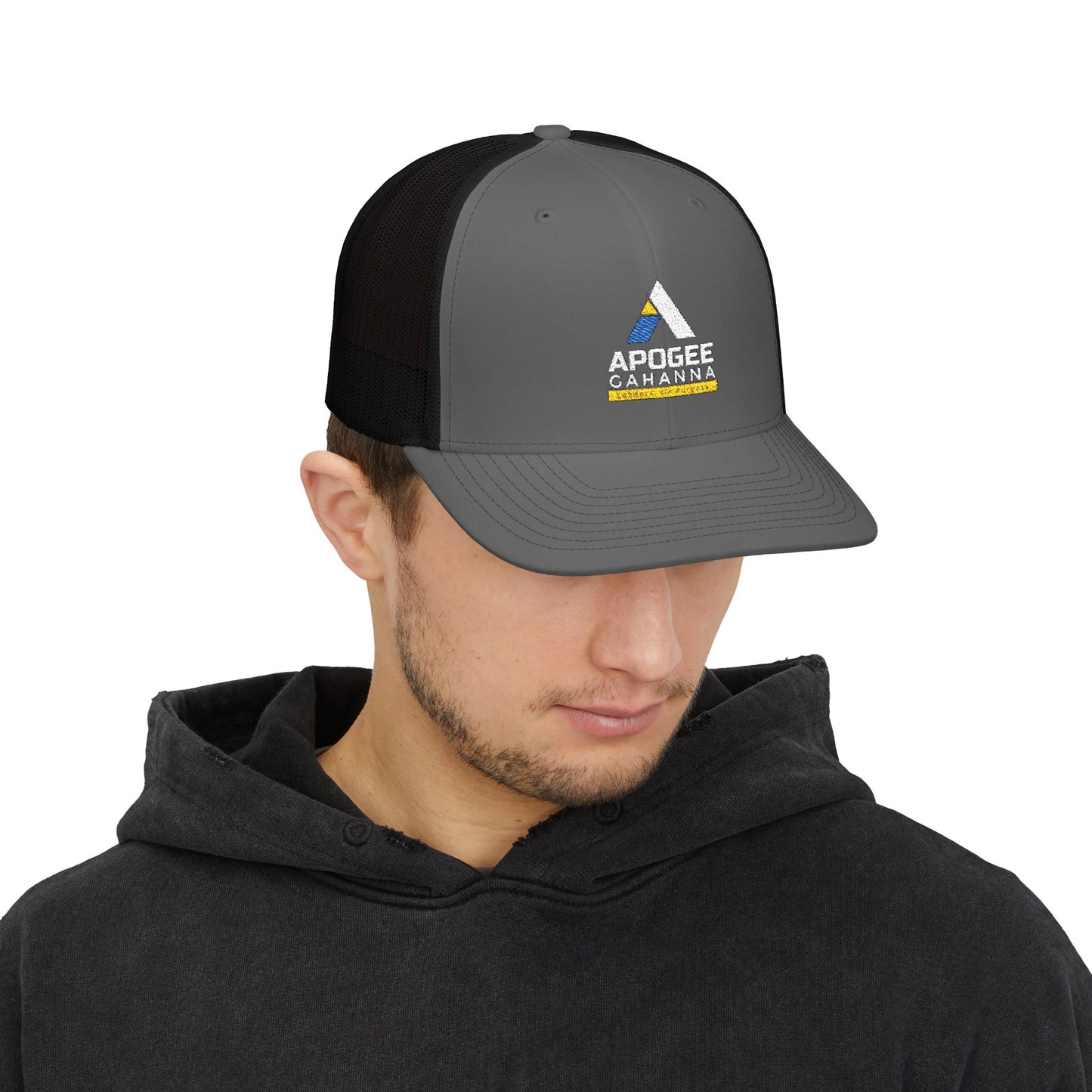 Apogee Gahanna Embroidered Trucker Cap — Snapback Mesh Hat