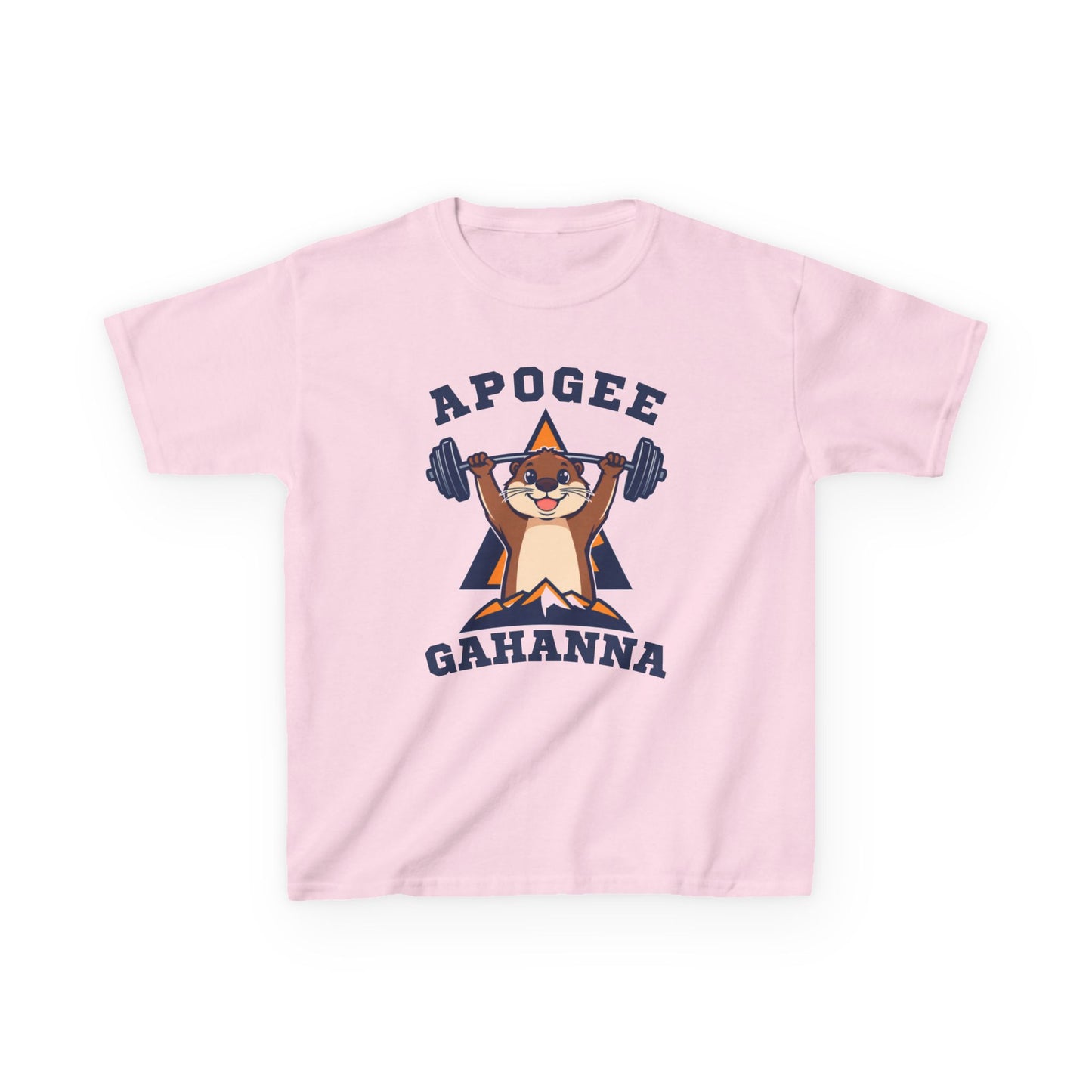 Kids Tee — Apogee Gahanna Weightlifting Mascot (Cute Otter Barbell)