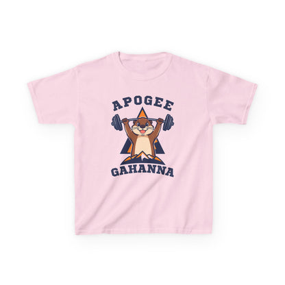 Kids Tee — Apogee Gahanna Weightlifting Mascot (Cute Otter Barbell)