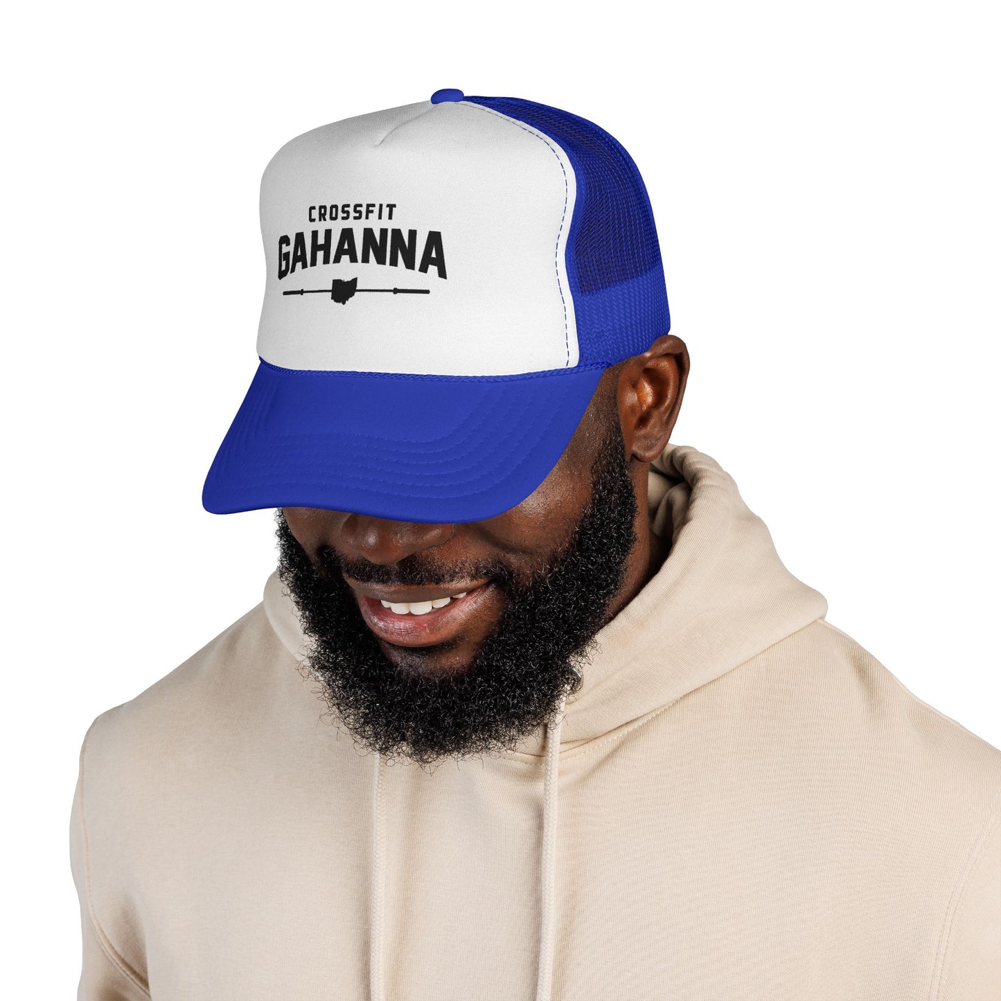 CrossFit Gahanna Trucker Cap — Mesh Fitness Hat with Barbell & Ohio Heart Logo