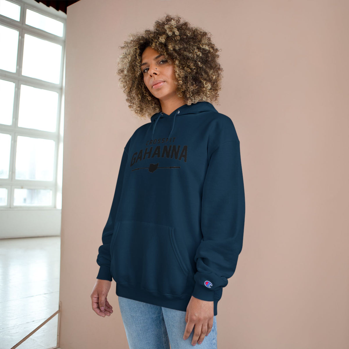 CrossFit Gahanna Champion Hoodie — White Gym Pullover with Ohio Logo