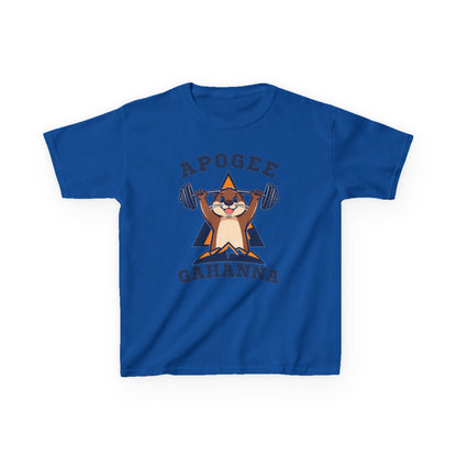 Kids Tee — Apogee Gahanna Weightlifting Mascot (Cute Otter Barbell)