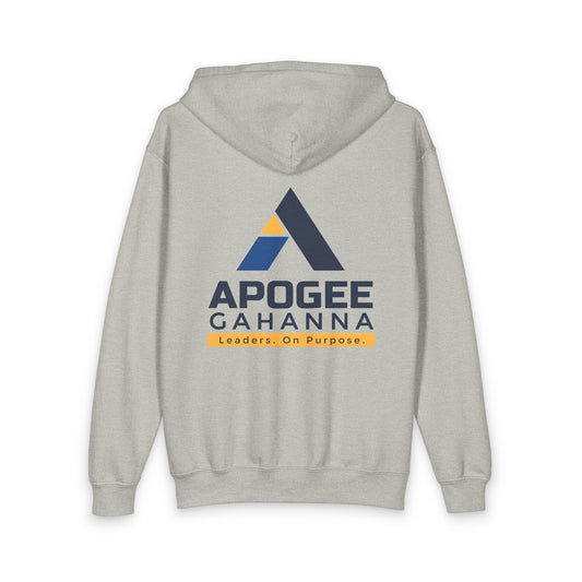 Apogee Cahanna Youth Zip Hoodie — 'Leaders. On Purpose.' Logo Pullover