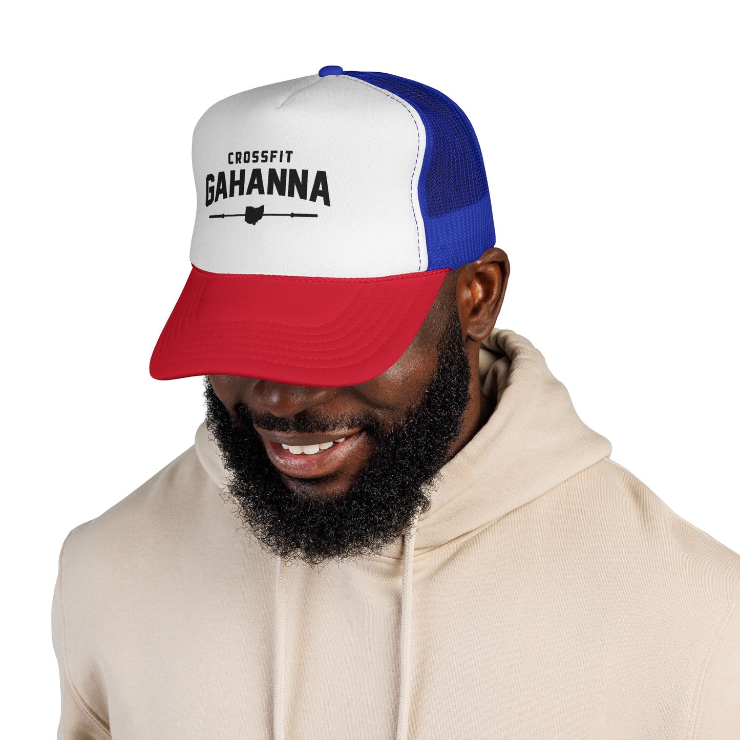 CrossFit Gahanna Trucker Cap — Mesh Fitness Hat with Barbell & Ohio Heart Logo