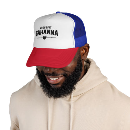CrossFit Gahanna Trucker Cap — Mesh Fitness Hat with Barbell & Ohio Heart Logo