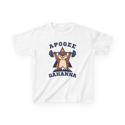 Kids Tee — Apogee Gahanna Weightlifting Mascot (Cute Otter Barbell)