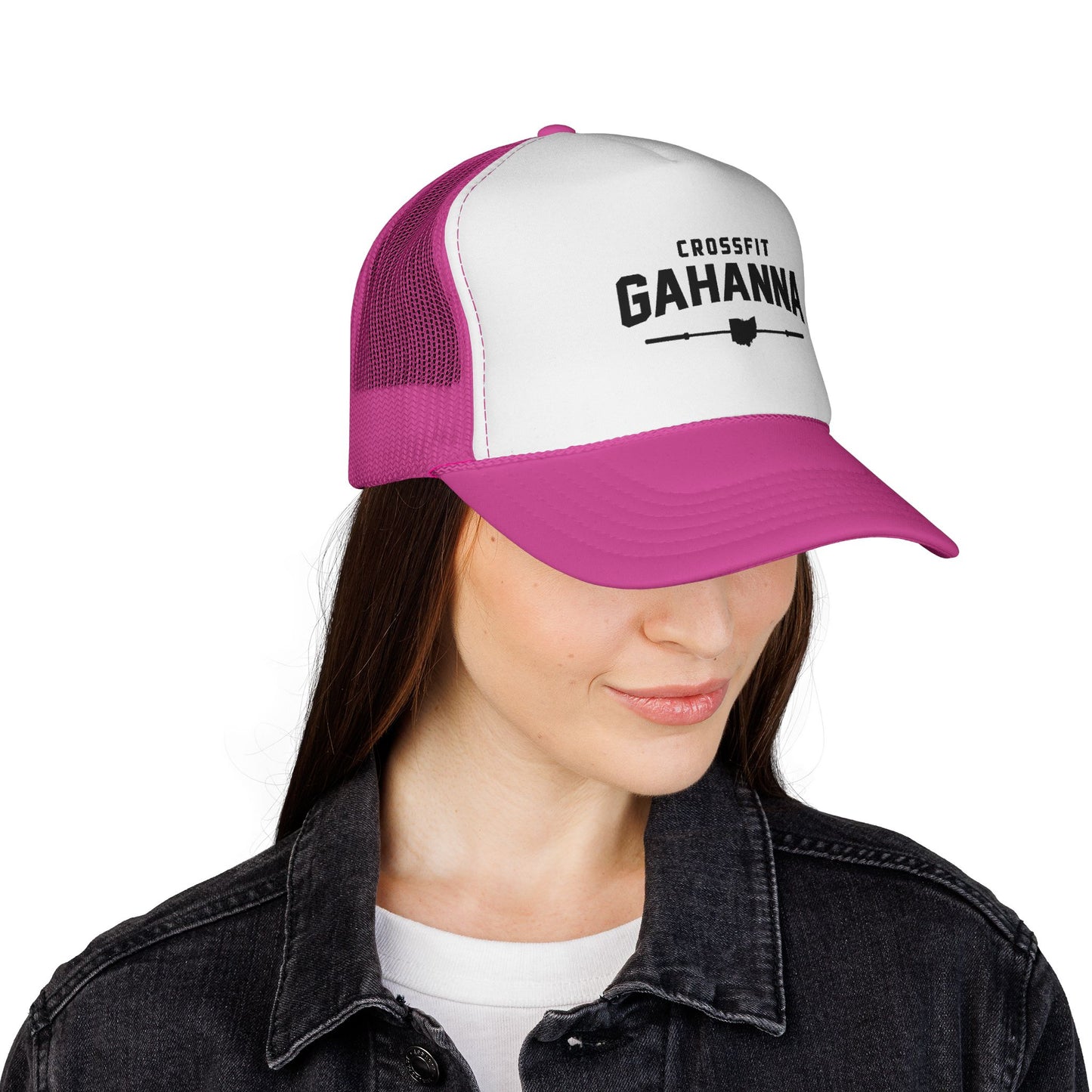 CrossFit Gahanna Trucker Cap — Mesh Fitness Hat with Barbell & Ohio Heart Logo