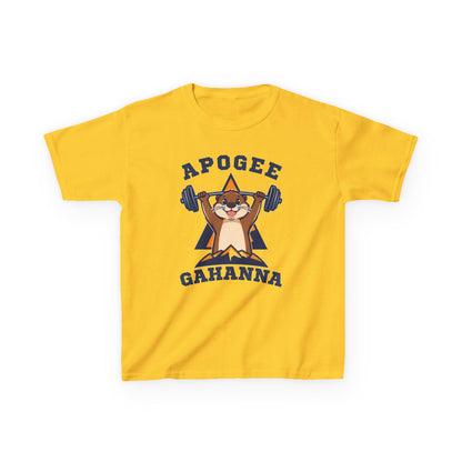 Kids Tee — Apogee Gahanna Weightlifting Mascot (Cute Otter Barbell)