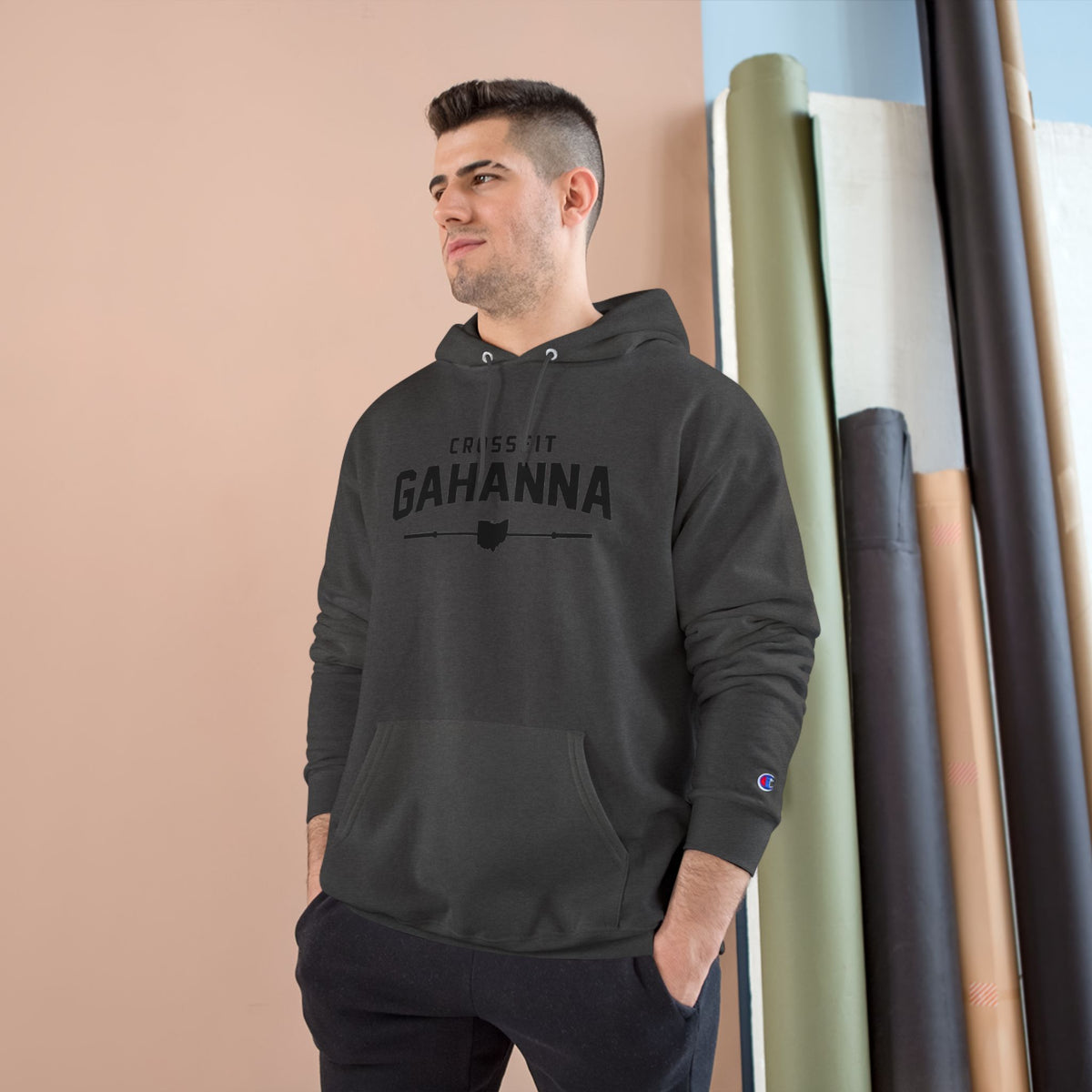 CrossFit Gahanna Champion Hoodie — White Gym Pullover with Ohio Logo