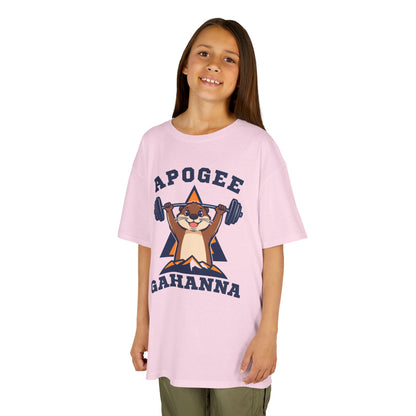 Kids Tee — Apogee Gahanna Weightlifting Mascot (Cute Otter Barbell)