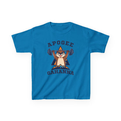 Kids Tee — Apogee Gahanna Weightlifting Mascot (Cute Otter Barbell)