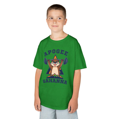 Kids Tee — Apogee Gahanna Weightlifting Mascot (Cute Otter Barbell)