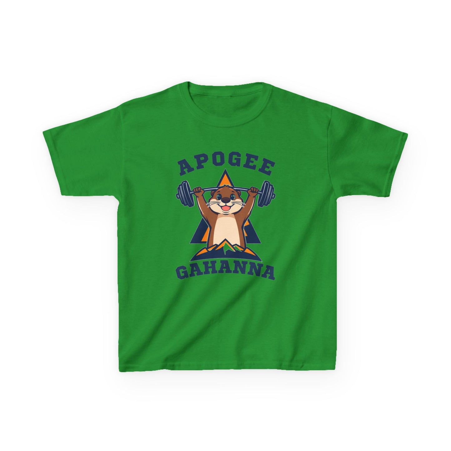 Kids Tee — Apogee Gahanna Weightlifting Mascot (Cute Otter Barbell)