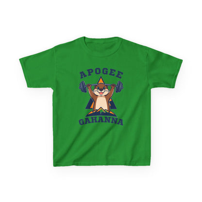 Kids Tee — Apogee Gahanna Weightlifting Mascot (Cute Otter Barbell)