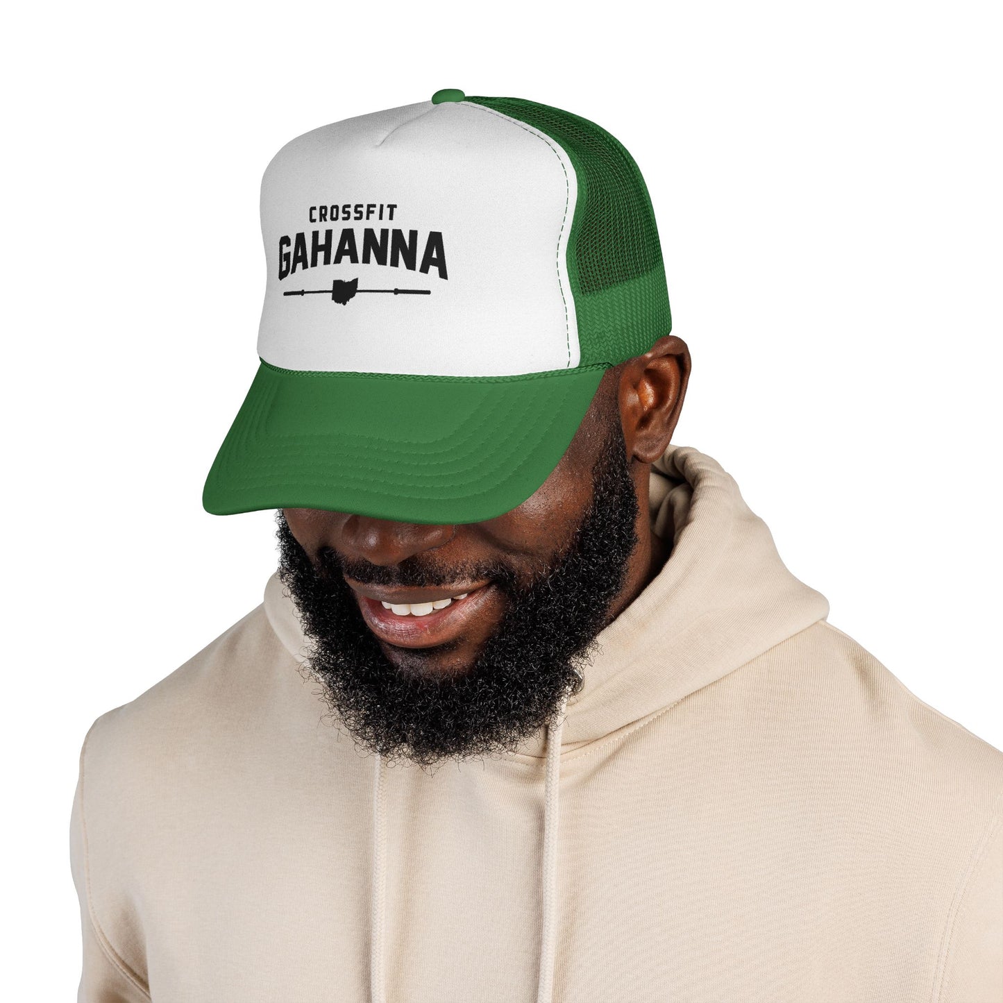 CrossFit Gahanna Trucker Cap — Mesh Fitness Hat with Barbell & Ohio Heart Logo