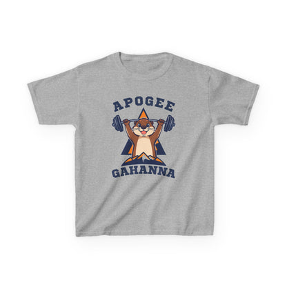 Kids Tee — Apogee Gahanna Weightlifting Mascot (Cute Otter Barbell)