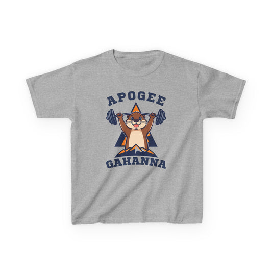 Kids Tee — Apogee Gahanna Weightlifting Mascot (Cute Otter Barbell)