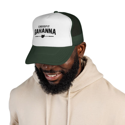 CrossFit Gahanna Trucker Cap — Mesh Fitness Hat with Barbell & Ohio Heart Logo