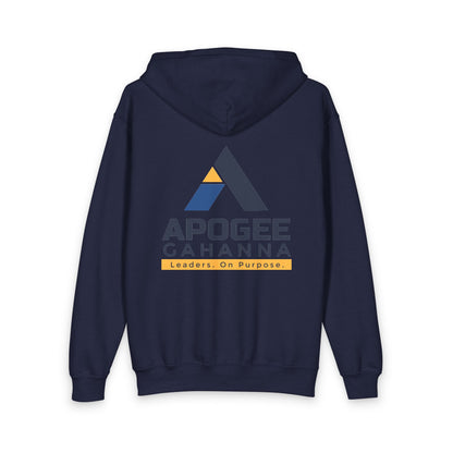 Apogee Cahanna Youth Zip Hoodie — 'Leaders. On Purpose.' Logo Pullover