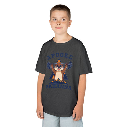 Kids Tee — Apogee Gahanna Weightlifting Mascot (Cute Otter Barbell)
