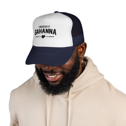 CrossFit Gahanna Trucker Cap — Mesh Fitness Hat with Barbell & Ohio Heart Logo