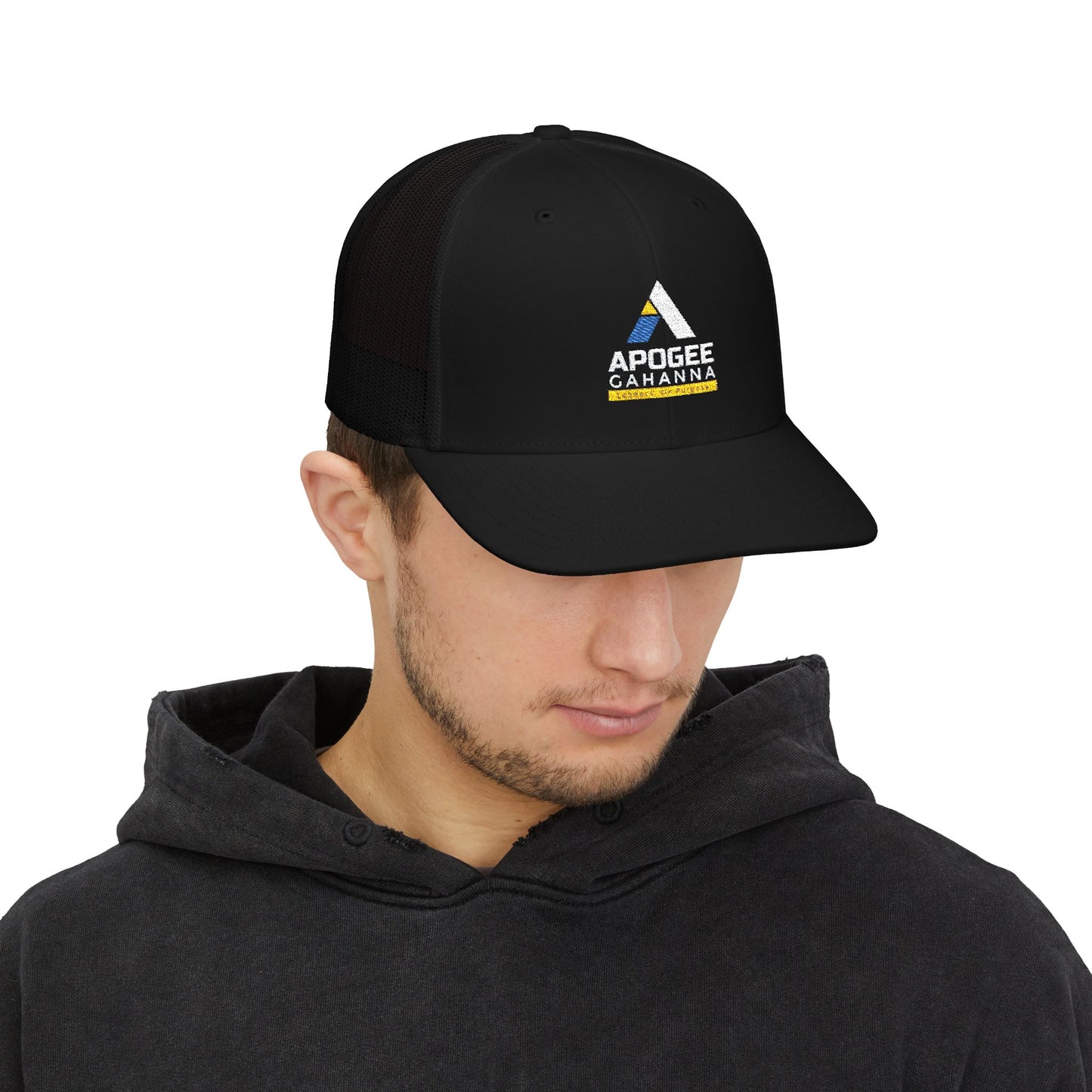 Apogee Gahanna Embroidered Trucker Cap — Snapback Mesh Hat