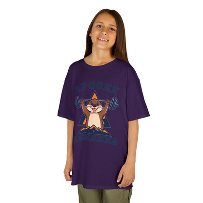 Kids Tee — Apogee Gahanna Weightlifting Mascot (Cute Otter Barbell)