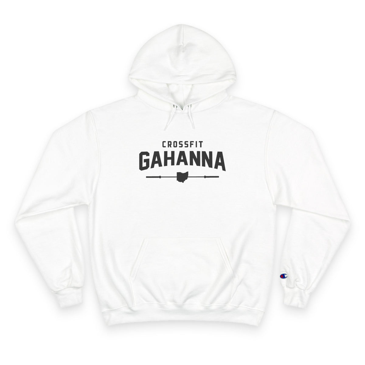 CrossFit Gahanna Champion Hoodie — White Gym Pullover with Ohio Logo