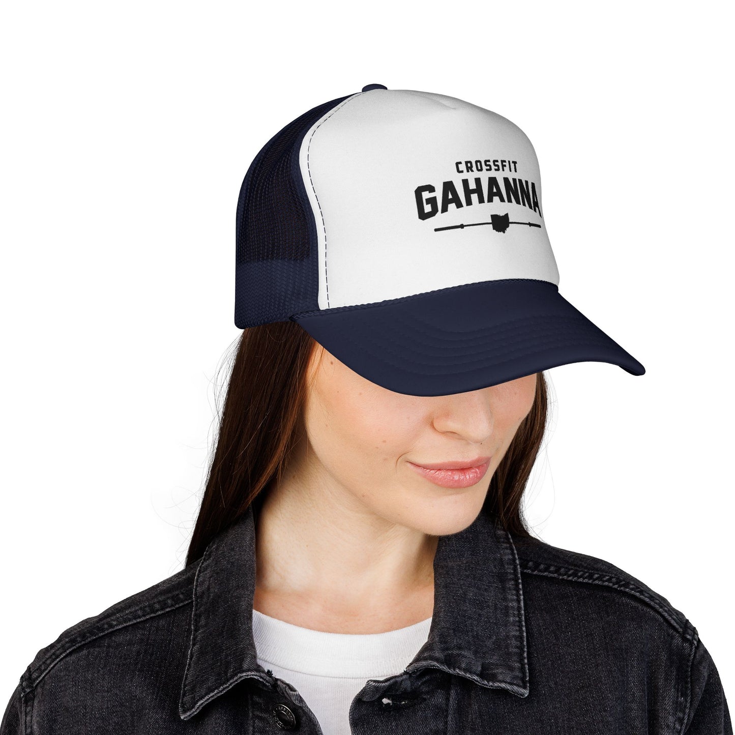 CrossFit Gahanna Trucker Cap — Mesh Fitness Hat with Barbell & Ohio Heart Logo