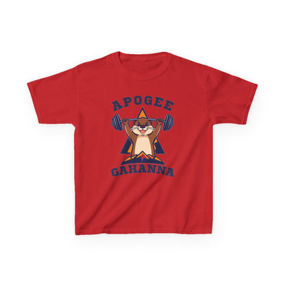 Kids Tee — Apogee Gahanna Weightlifting Mascot (Cute Otter Barbell)