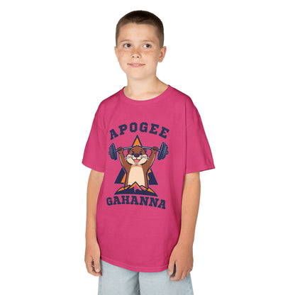 Kids Tee — Apogee Gahanna Weightlifting Mascot (Cute Otter Barbell)