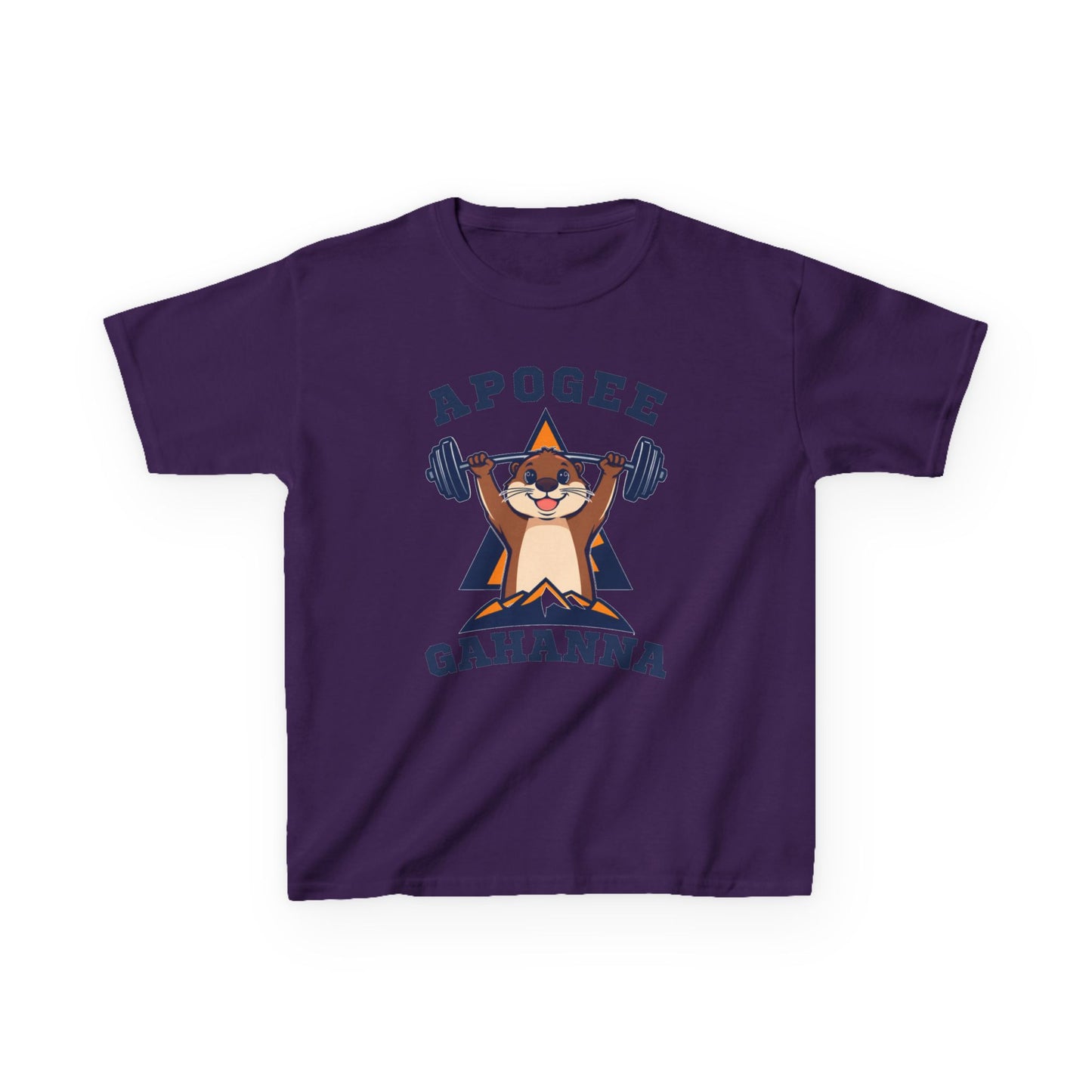Kids Tee — Apogee Gahanna Weightlifting Mascot (Cute Otter Barbell)