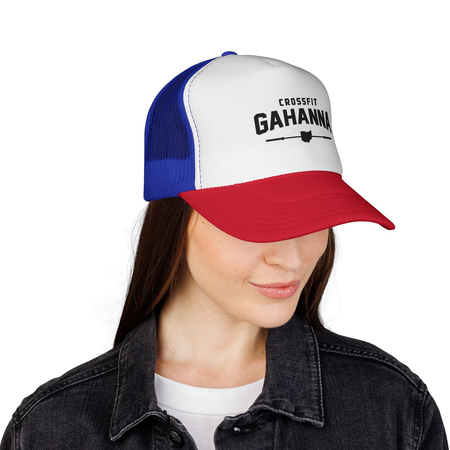 CrossFit Gahanna Trucker Cap — Mesh Fitness Hat with Barbell & Ohio Heart Logo
