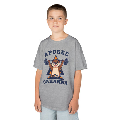 Kids Tee — Apogee Gahanna Weightlifting Mascot (Cute Otter Barbell)