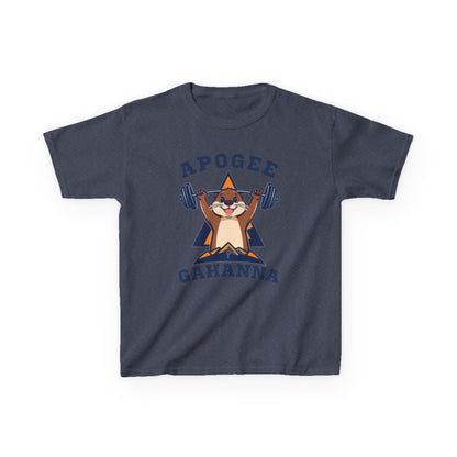 Kids Tee — Apogee Gahanna Weightlifting Mascot (Cute Otter Barbell)