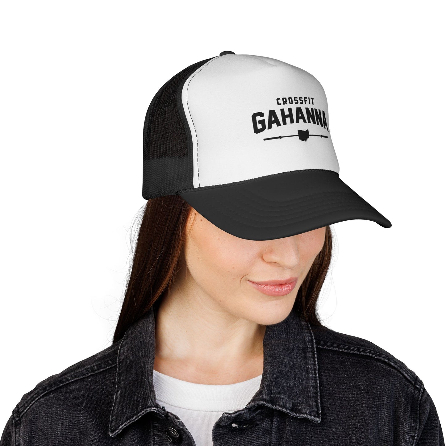 CrossFit Gahanna Trucker Cap — Mesh Fitness Hat with Barbell & Ohio Heart Logo