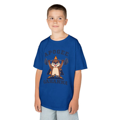 Kids Tee — Apogee Gahanna Weightlifting Mascot (Cute Otter Barbell)