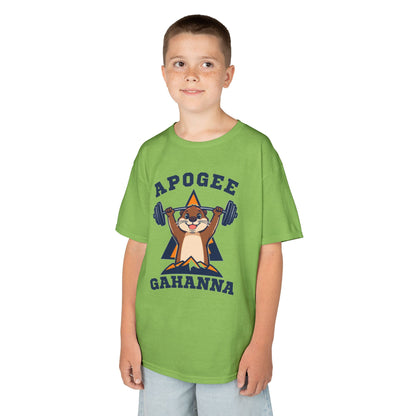 Kids Tee — Apogee Gahanna Weightlifting Mascot (Cute Otter Barbell)