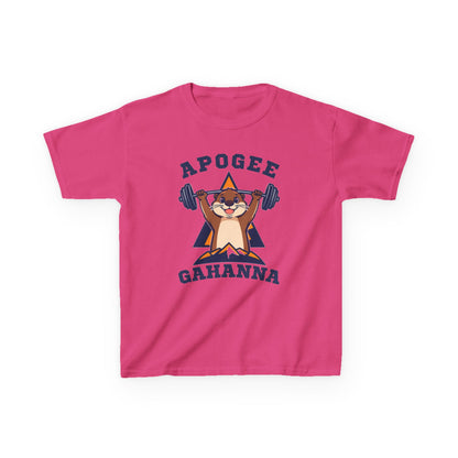Kids Tee — Apogee Gahanna Weightlifting Mascot (Cute Otter Barbell)